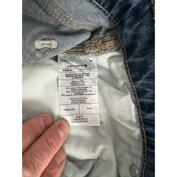 Carhartt Men's Rugged Flex Relaxed Fit 38x30 Regular Blue Jeans BD6570-M New - Picture 7 of 7